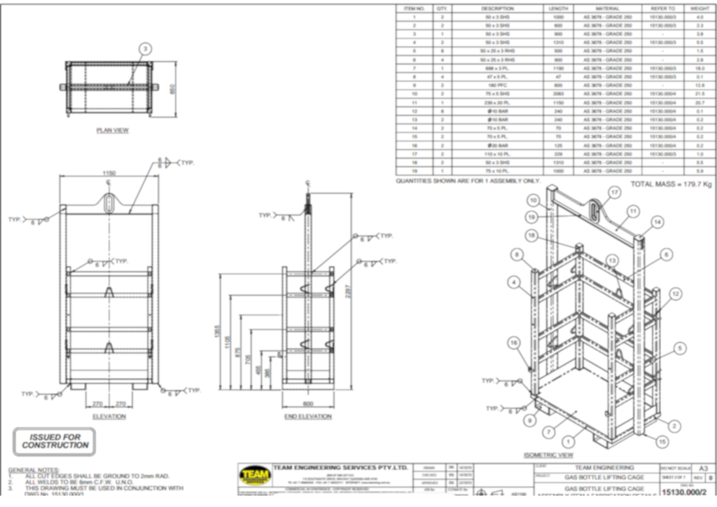 Gas Bottle Frame - Engineering Drawings