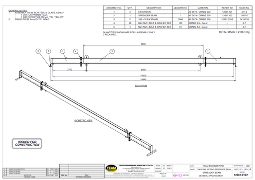 [12681.010] 73kg Rail Lifting Spreader Beam